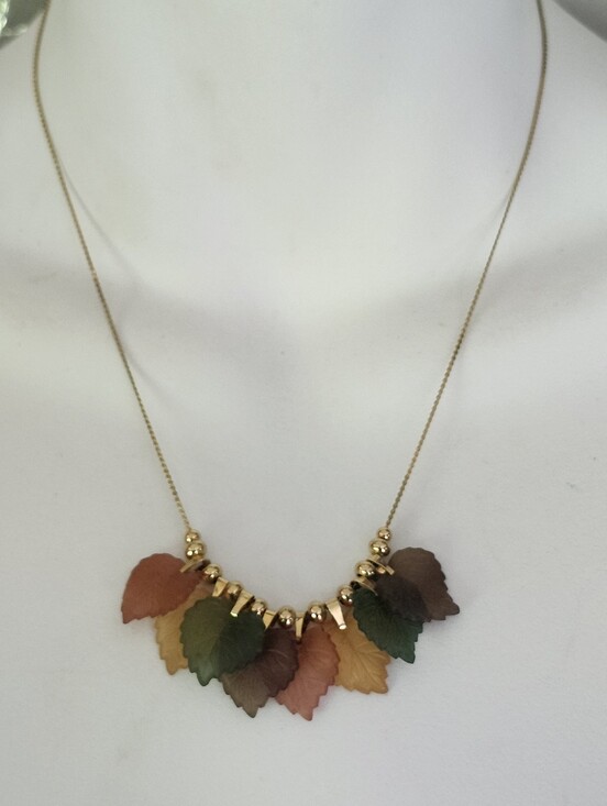 1/20 12K Gold filled Jewelry - 12k Gold Filled Multicolor Leaf Pendant Necklace